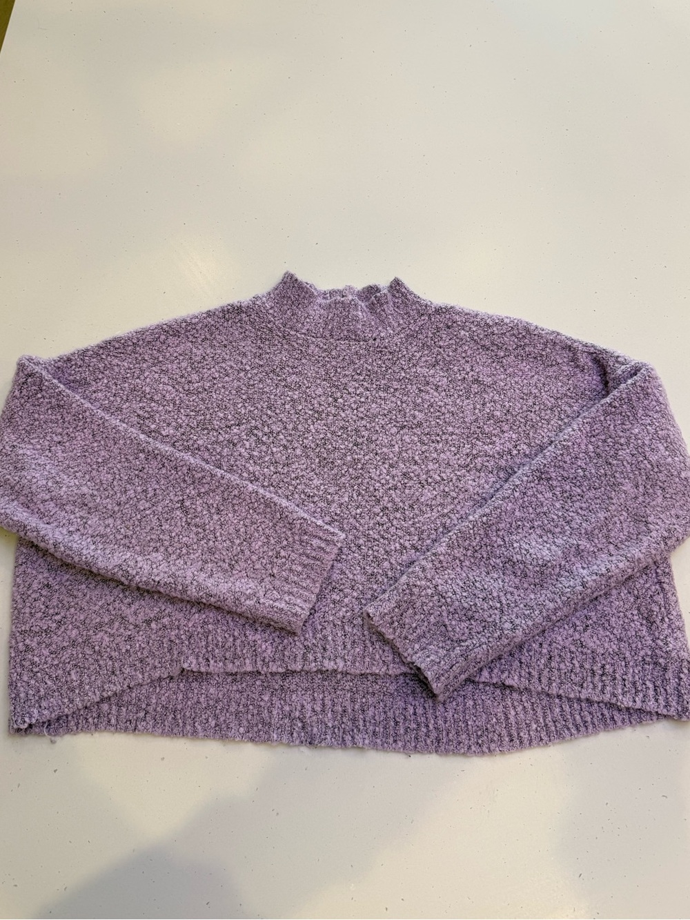 Wild Fable Boucle Sweater Womens Medium Lavender Mock Neck Cropped Cozy Pullover